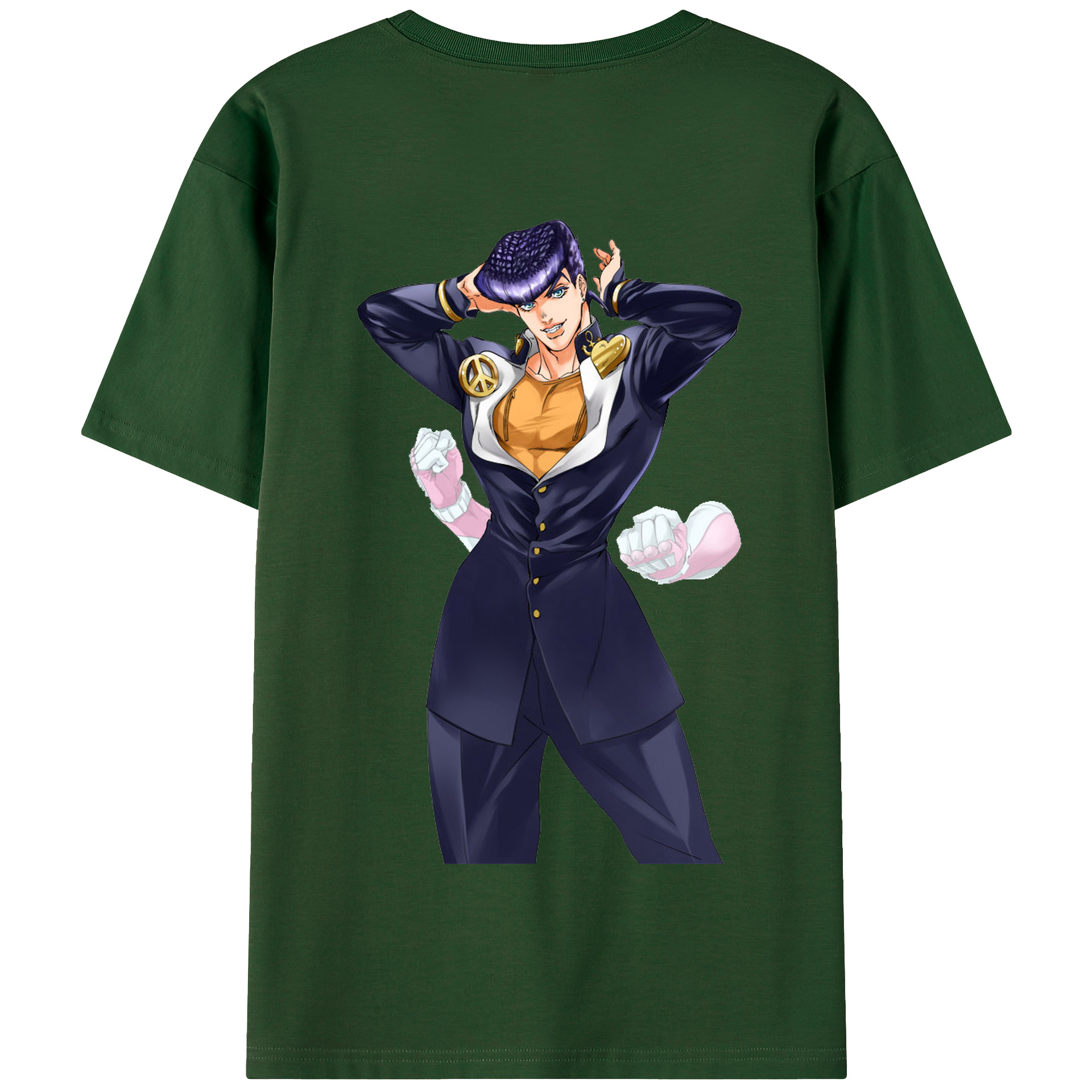 （画像用） ジョジョの奇妙な冒険 ひがしかた じょうすけ JoJo's Bizarre Adventure Higashikata Josuke 綿100％半袖Tシャツ（背面プリント）